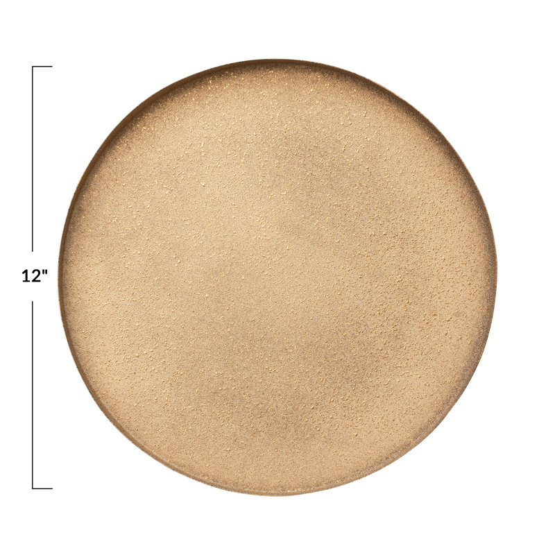 Plateau rond rond en métal texturé