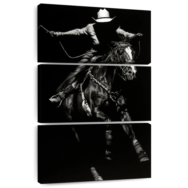 Lelar Scratchboard Rodeo III, 32" H x 20" W