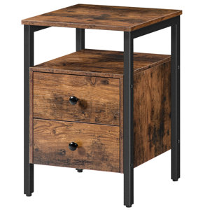 Keaster 2 - Drawer 24" Tall Iron Nightstand with Storage