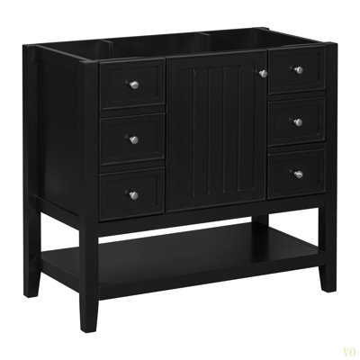 Meuble-lavabo 36 po sans lavabo, base d'armoire seulement, une armoire et trois tiroirs