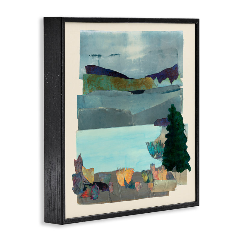 «Abstract Lake View Scene», art de la giclée encadrée par Sara Everett, Giclée encadrée noir minuit, H 24 po x l 24 po