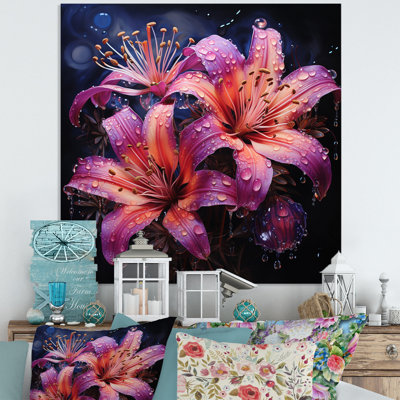 Décoration murale rose et mauve fuchsia fantaisie IV - Floral