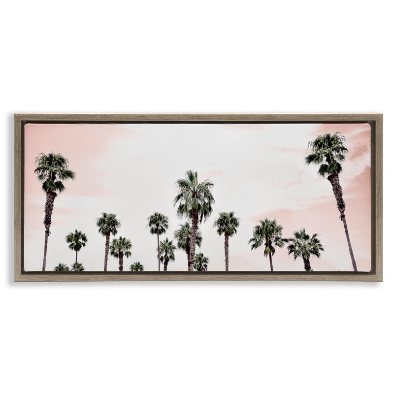 Cadre flottant Laguna Beach Pink Palms, design par Natalie Carpentieri, H 11 po x l 25 po, Cadre flottant orme Montalcino