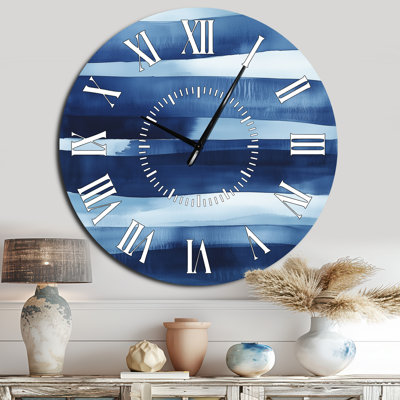 Jadalynn I - Blue Minimalist Large Metal Wall Clock