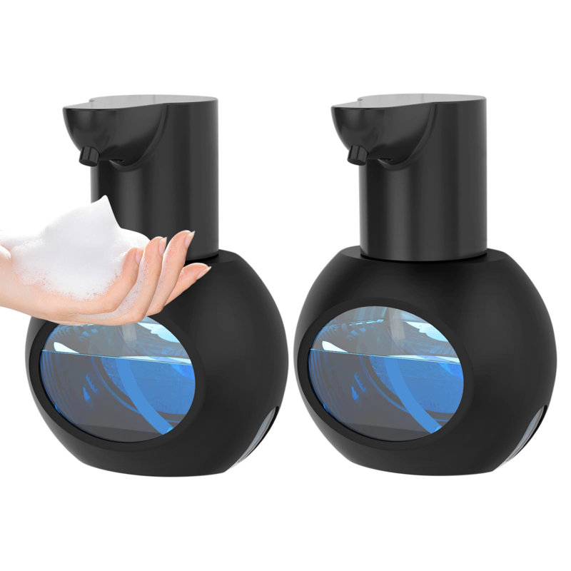 Distributeur de savon automatique, 15 oz, fixé au mur, rechargeable par USB, paquet de 2, (noir), Noir