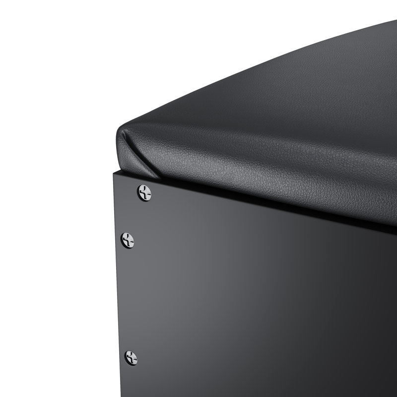 40x24x40cm PU Leather Vanity Stool,Soft Foam,Melamine Board,Multiuse Foot,Makeup,Bedroom, Black