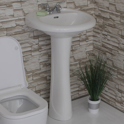 Prestige Vitreous China 22" Pedestal Bathroom Sink with Overflow
