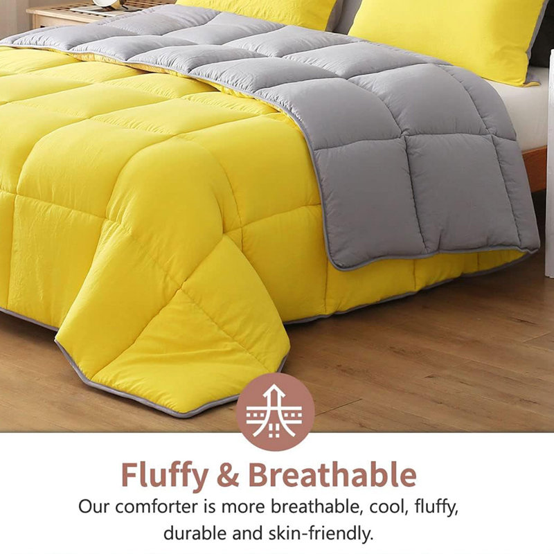 Comforter, Queen Comforter, Yellow/Gray