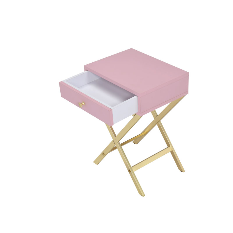 Table de bout avec rangement Keyes, Rose, Or