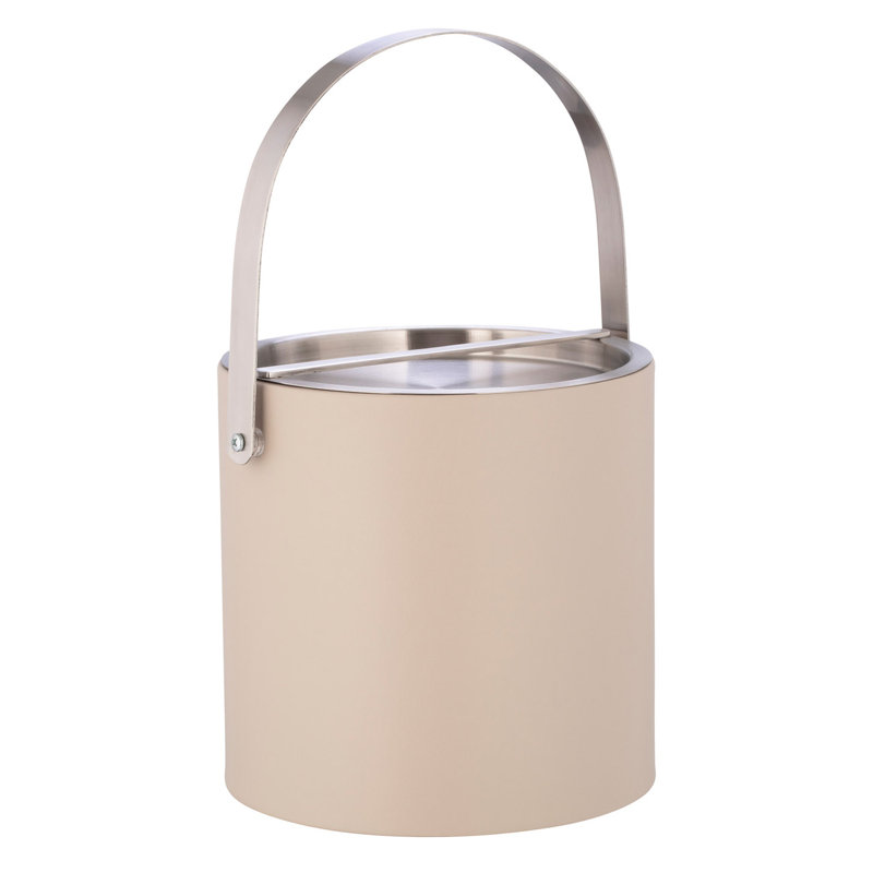 Seau à glace en similicuir Senetta, Taupe / chrome brossé