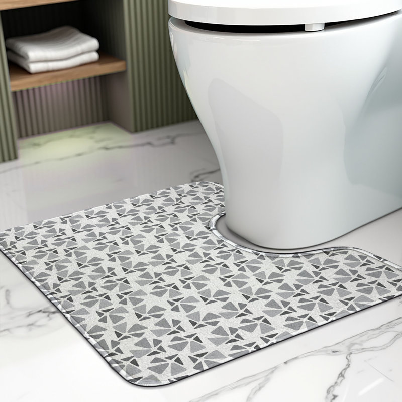 Tapis géométrique pour salle de bain en U 20 po gris pâle