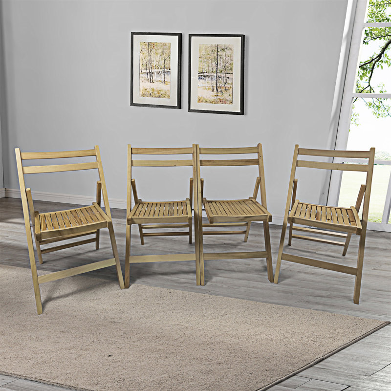 Ensemble de 4 chaises pliantes en bois, Naturel