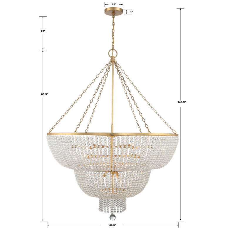 Jacquelynn 15 - Light Dimmable Tiered Chandelier, Gold