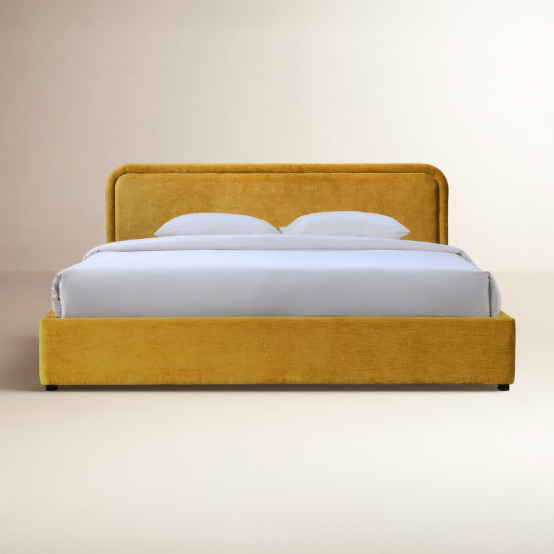 Condie Upholstered Platform Bed, Queen, Gold