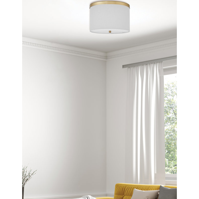 Plafonnier encastré 2 lumières Jazemine, Blanc, Laiton vieilli