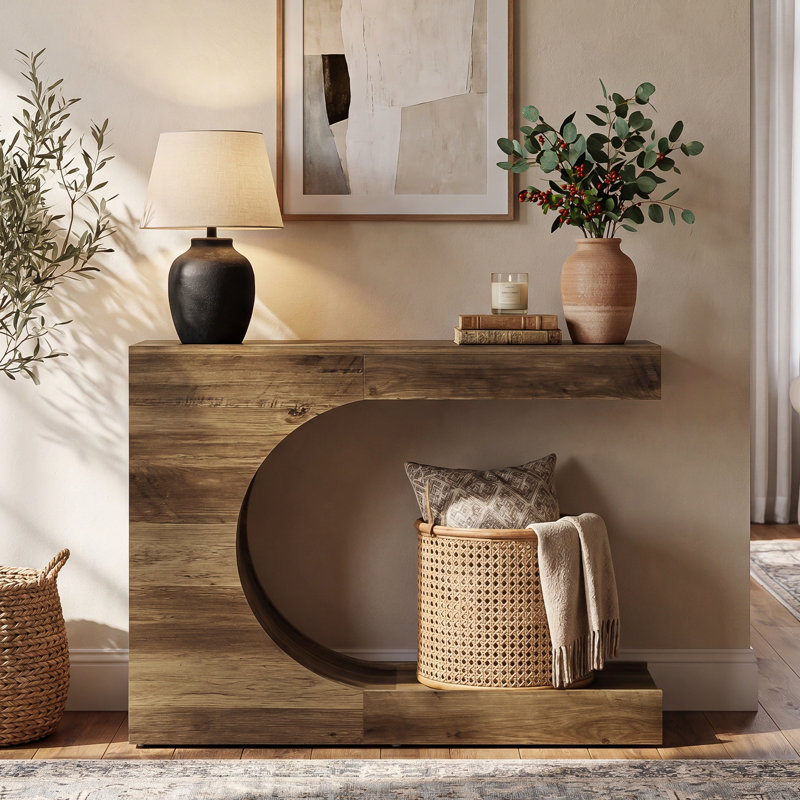 40" C-Shaped Console Table, Farmhouse Entryway Table Small Foyer Table
