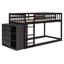 Lit superposé simple au-dessus de simple avec tiroirs de rangement et tablettes peu encombrantes-774760698-774760697