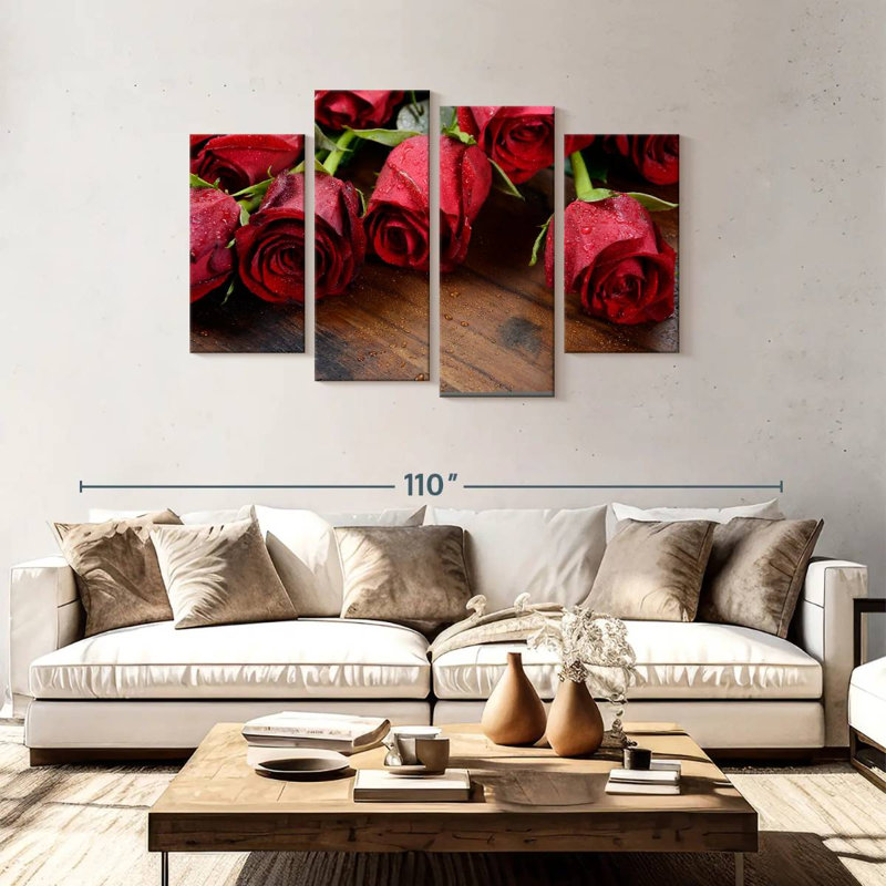 Harnek fraîchement cueillies roses rouges, H 48 po x l 75 po