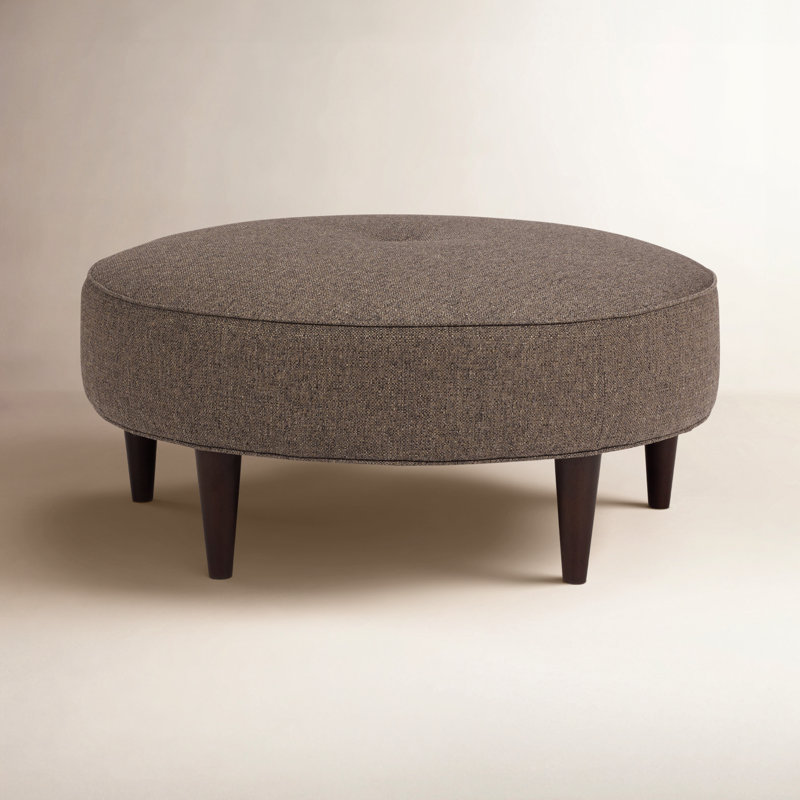 Dispatch Upholstered Ottoman, Snow White Crypton®, Dark Walnut
