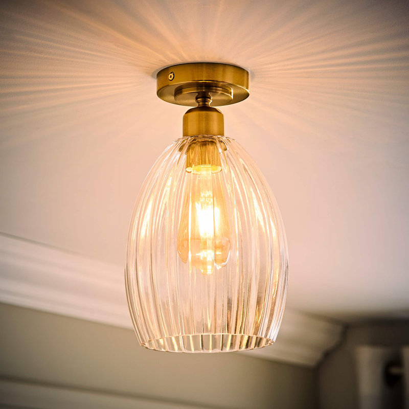 Glass Flush Mount, Brushed Gold