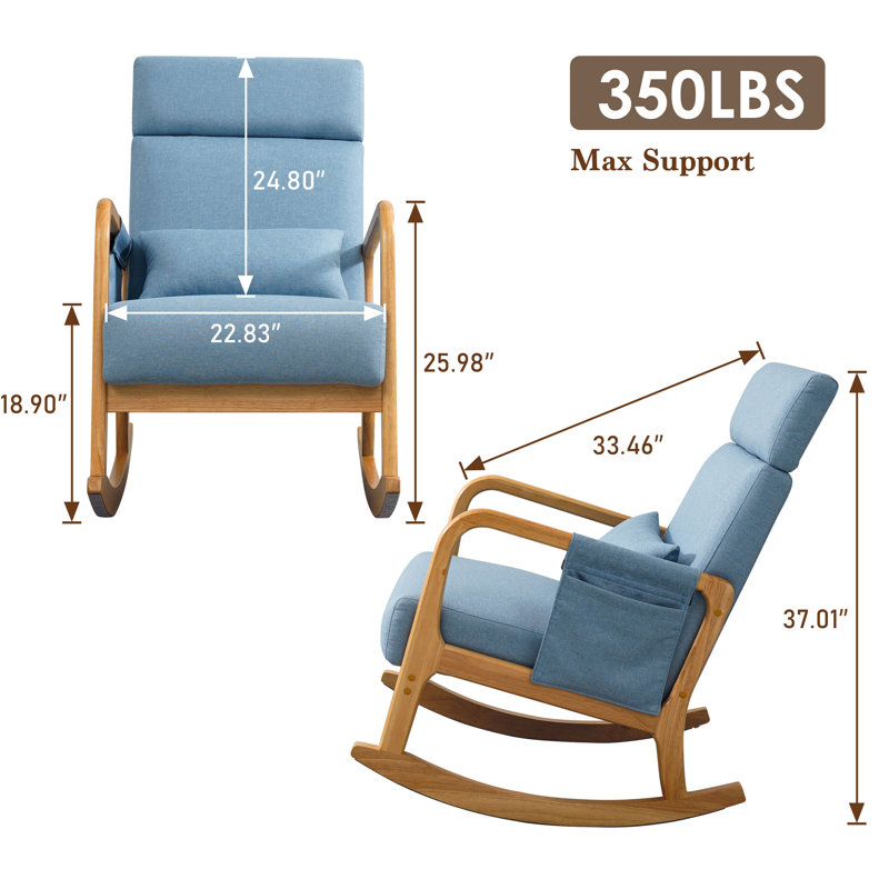 George Oliver Julissa Patio Rocking Chair, Solid Wood Rocker with ...