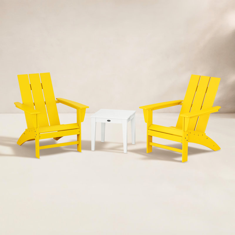 Ensemble 3 pièces POLYWOOD Adirondack moderne, Citron
