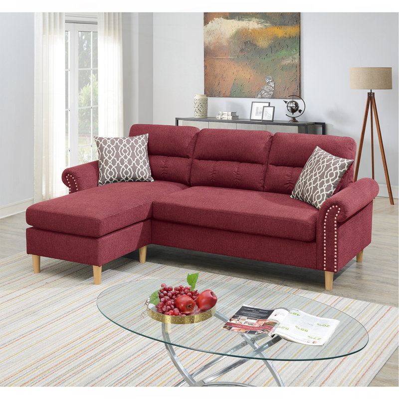 Ensemble de canapé modulaire réversible en polyfibre rouge, Rouge