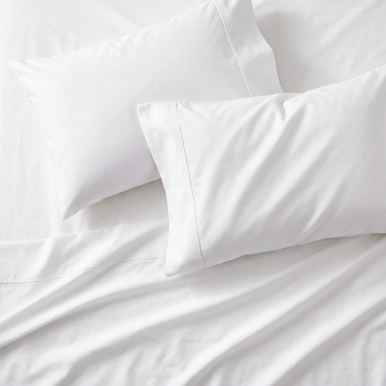 Danfield Cotton Sateen Pillowcase Set, Standard, White