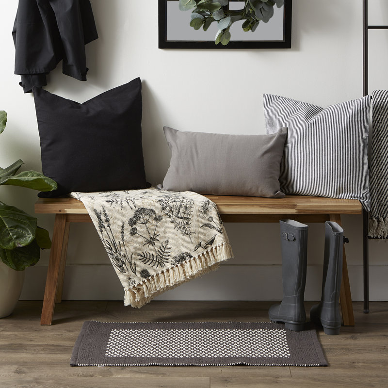 Botanical Elegance Fringed Cotton Throw - 50x60"