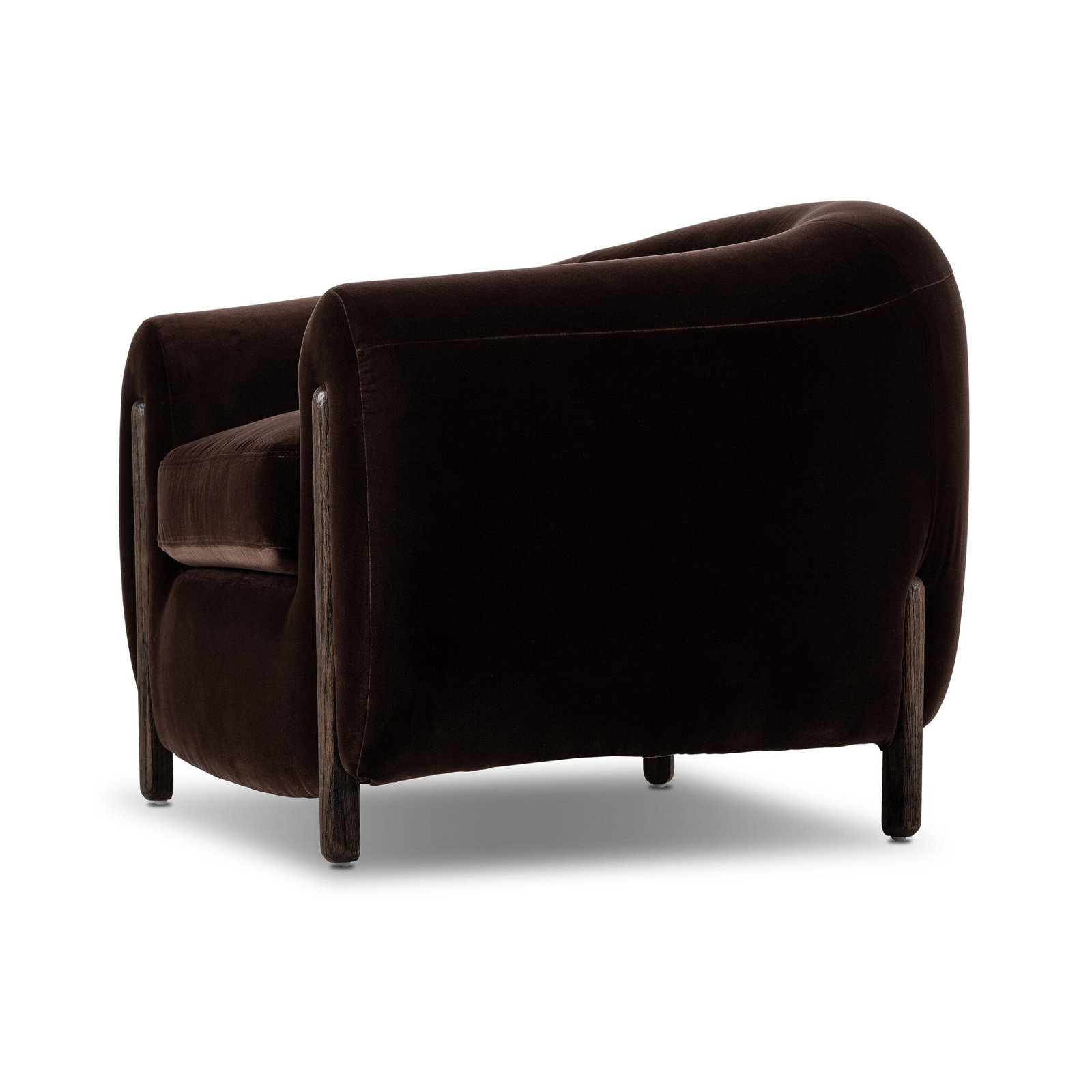 Bruno Genuine Leather Barrel Chair, Surrey Cocoa Cotton Blend