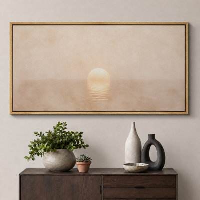 Minimalist Sunset Over Calm Sea Landscape Wall Decor Extra Large Pictures Framed Canvas Print Wall Art