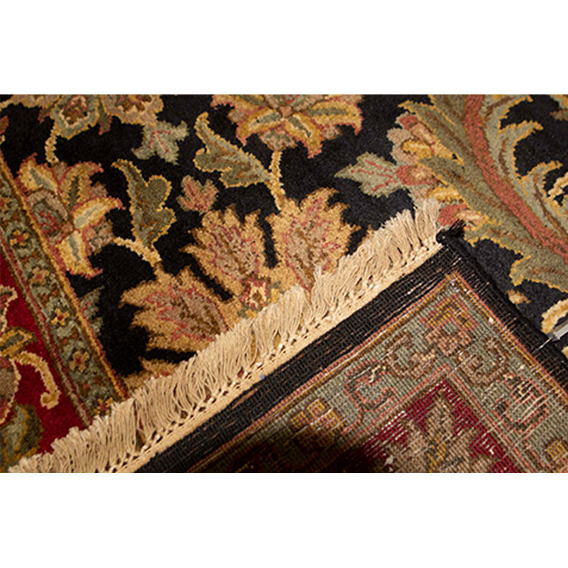 Tapis noir et rouge de haute qualité noué à la main