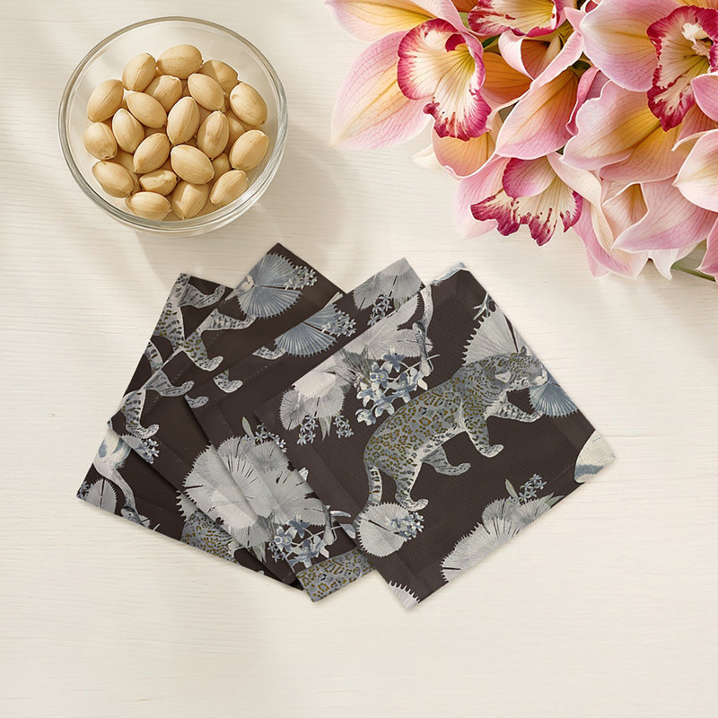 Serviette de table en satin de coton Leopard Walk, Chocolat