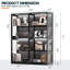 Vitrine RVB avec tablettes réglables en verre trempé, étui de rangement à 4 niveaux avec lumières DEL et portes à pression, tablette moderne pour objets de collection, noir -596348371-603044393