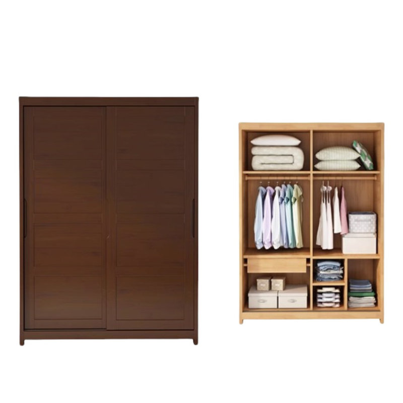 Garde-robe rétro pratique et classique, H 82,68 po x l 55,12 po x P 24,41 po, Noyer