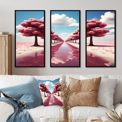 Pink Tree Path Universe In Parallel - Science Fiction Wall Art