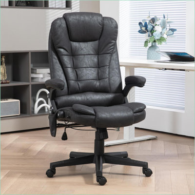 Fauteuil de massage avec vibration à 6 points Fauteuil de bureau réglable à haut dossier Lombar Heat | Noir | Microfibre