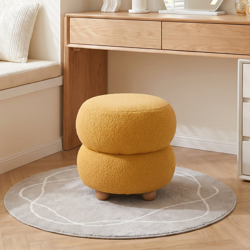 Solid Wood Accent Stool, Yellow