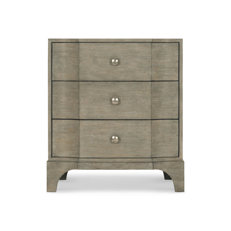Gray Transitional 3-Drawer Nightstand with Zinc Pulls