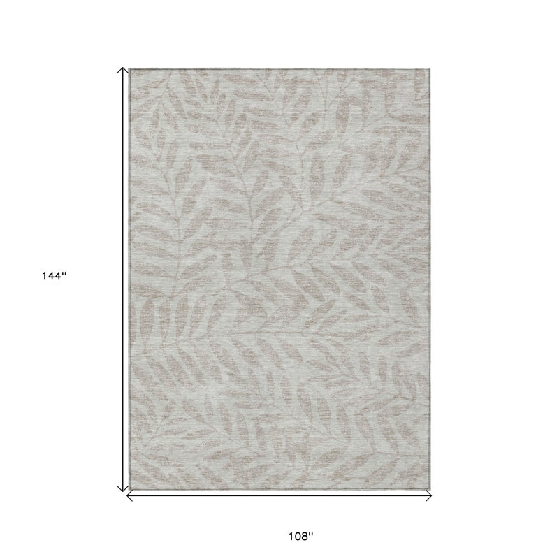 Tapis extérieur lavable floral taupe et beige 9 pi x 12 pi