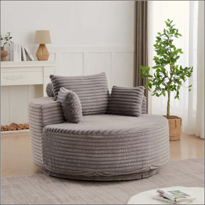 Fauteuil pivotant simple en mousse de velours côtelé, canapé moderne moelleux, fauteuil pivotant à 360 degrés pour le salon, la chambre à coucher, le salon et la salle de projection