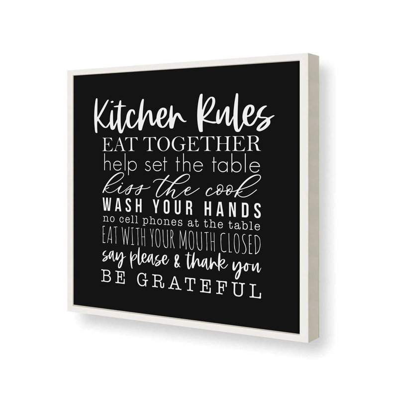 «Kitchen Rules» par Masey St. Studios, reproduction d'art, L 36 x H 36, Impression encadrée, Blanc