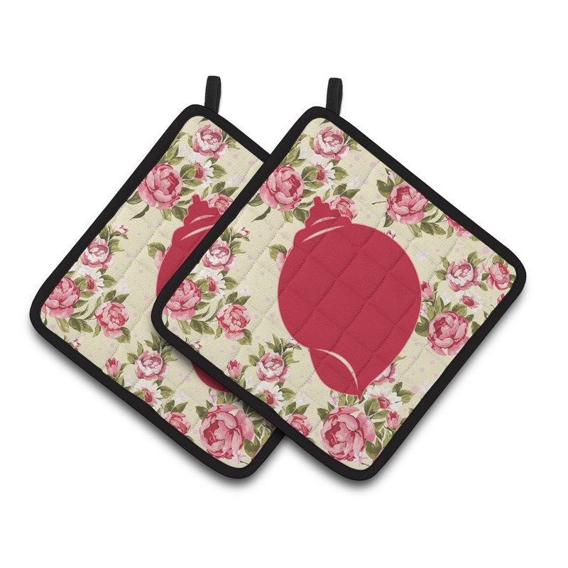 Caroline's Treasures Shells Floral Polyester Potholder, Yellow