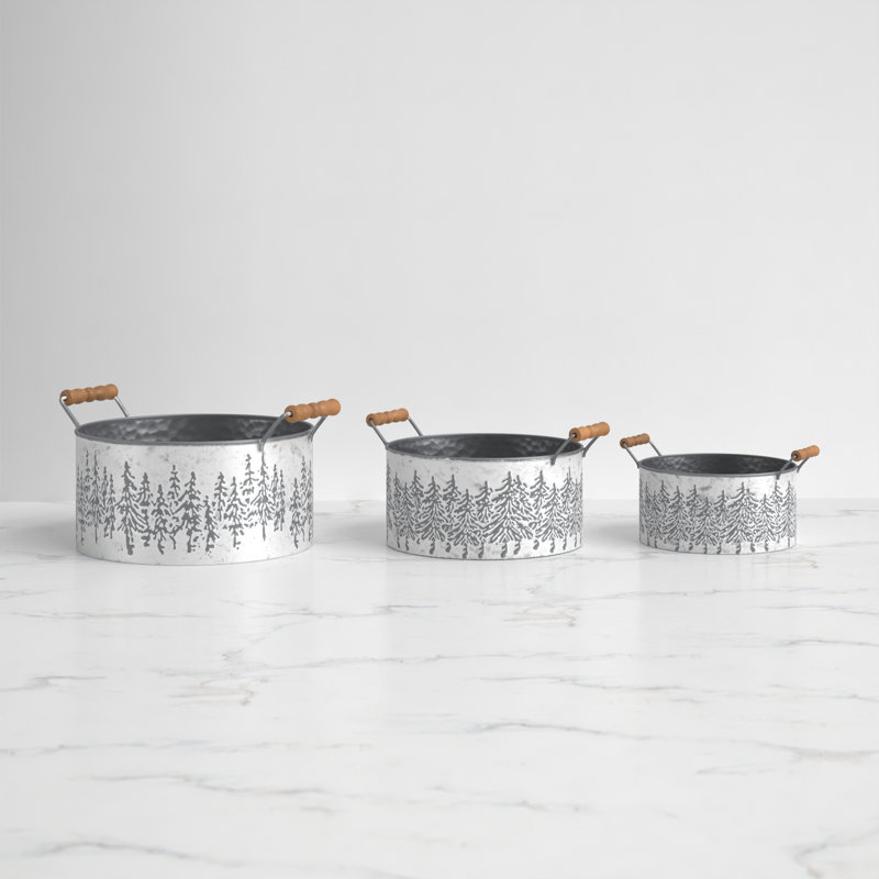 Ensemble de pots à fleurs en fer 3 pièces Asmar