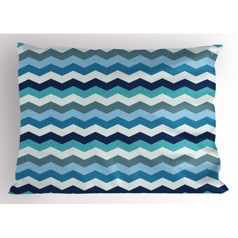 Blue/White Polyester Microfiber Piece Sham , Queen