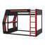 Lit double superposé double pour jouer, bureau intégré, ports USB et organisateurs de câbles, structure en bois avec éclairage DEL-765874064