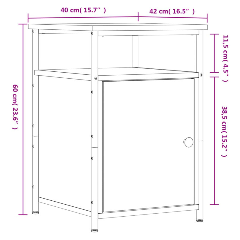 Macbean 40cm W Iron Bedside Table, Grey Sonoma, Set of 2