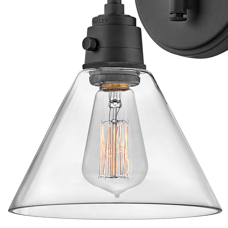 Arti 7.75-in Swing Arm Single Light Wall Sconce with On/Off Switch, Black, 12.25" H x 7.5" W x 9" D