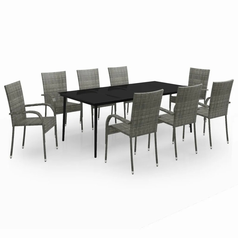 Adryell 8 - Person Patio Dining Set Rectangular Table, Grey
