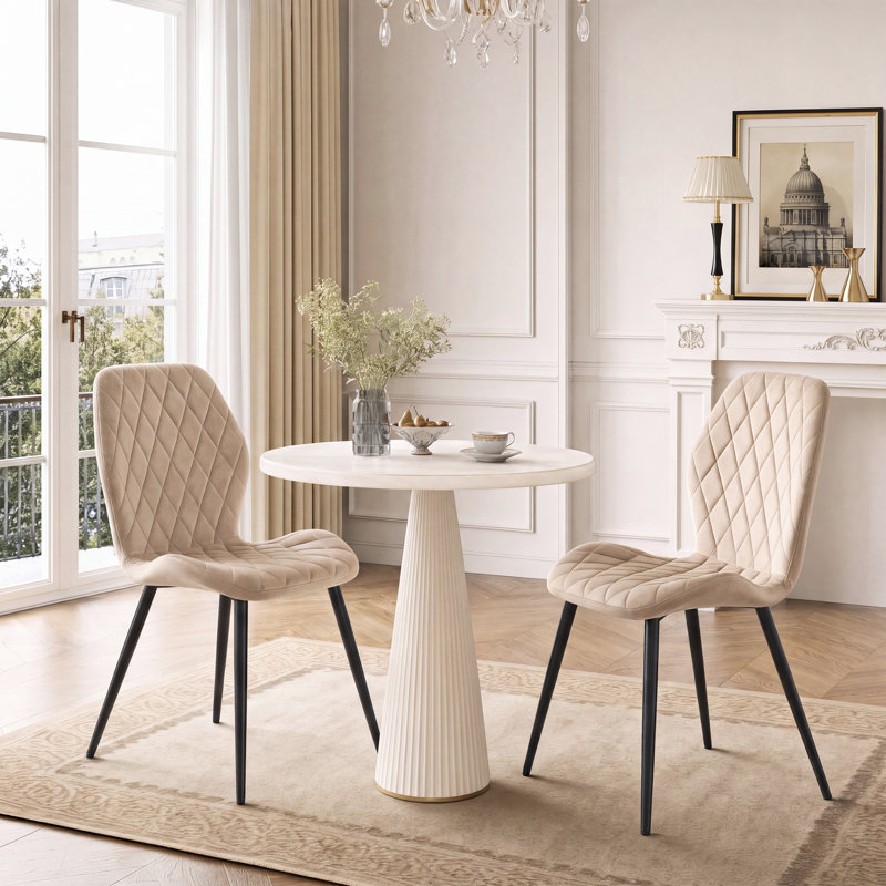 Norred Modern Velvet Dining Chair with Ergonomic Backrest, Set of 4, Champagne